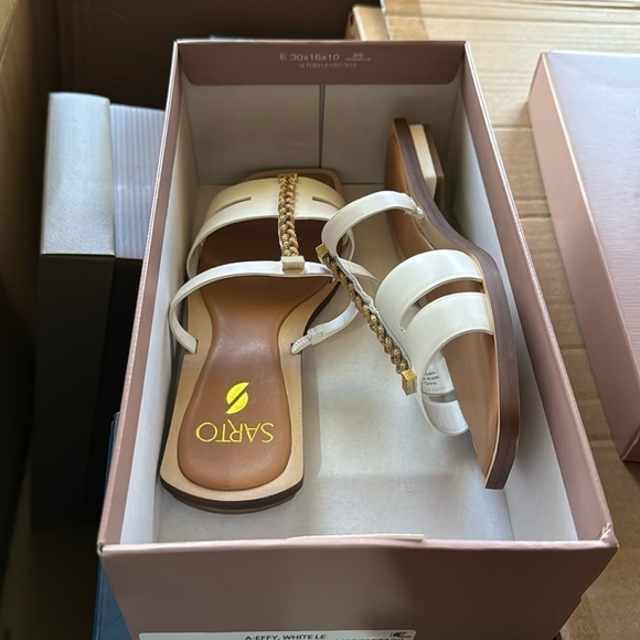 Franco Sarto Effy Sandal in White Leather - Picture 2 of 7